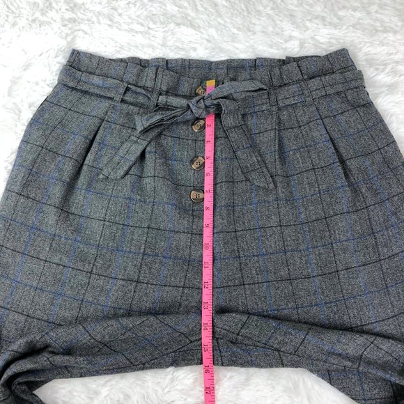 Grey Plaid High Waist Belted Dress Pant Plus Sz 1X - Picture 10 of 15